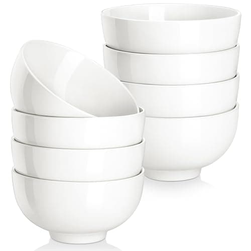 MALACASA Small White Bowls Set of 8, 10 Oz Ice Cream Bowls - Little Ceramic Bowls for Bouillon,Side Dishes, Dessert, Oatmeal, Fruit, Portion Control - Dishwasher & Microwave Safe. - Image 1