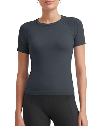 Promover Summer Sweaters for Women Short Sleeve Workout Shirts Breathable Slim Fit Comfort Casual Lightweight Pullover Tshirt (Indigo Dye,S) - Image 1