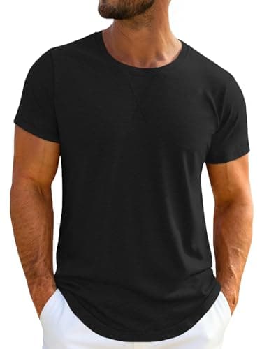 UNCLECAT Mens Short Sleeve T-Shirts Crew Neck Casual Shirt Summer Classic Basic Lightweight Fashion Tees Black - Image 1
