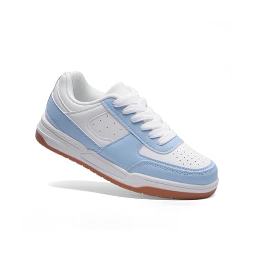 Girls' Vintage Tennis Shoes Classic Sneakers Breathable Non-Slip Athletic Shoes Cute Lace Up Casual Shoes for Big Kids Size 6 - Image 1