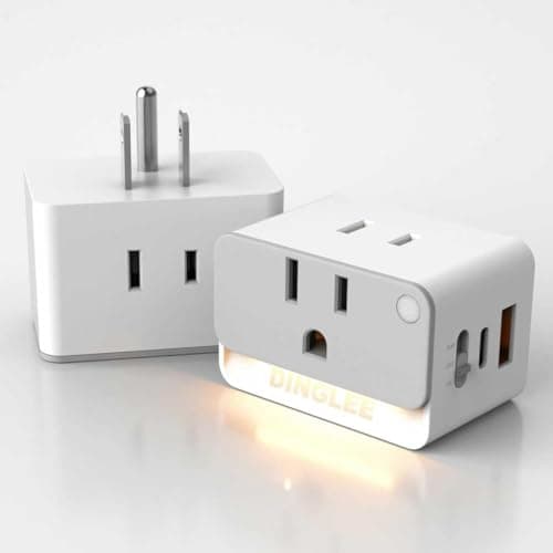 Outlet Extender 2 Pack, 2 AC Multi Plug Wall Outlet with 2 USB Ports (1 PD 20W USB C Charger), Outlet Splitter 3 Way Angled Wall Plug Adapter with Night Light, for Kitchen Bathroom Travel Cruise Ship - Image 1
