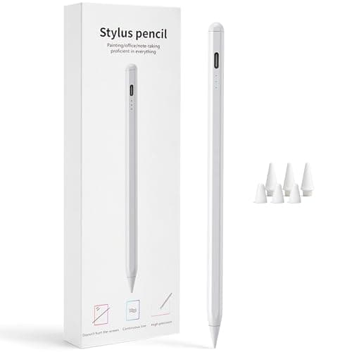 Stylus Pen for iPad 2018-2026, 2X Fast Charge Active Pencil with Tilt Sensitivity & Palm Rejection, iPad 11/10/9/8/7/6/A16, Air M4/M3/M2, Pro M5/M4, Mini 7/6/5 (White) - Image 1