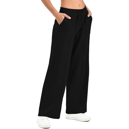 SINOPHANT Women's Wide Leg Sweatpants – High Waisted Baggy Lounge Pants with Pockets Soft Stretchy Fabric Black M - Image 1