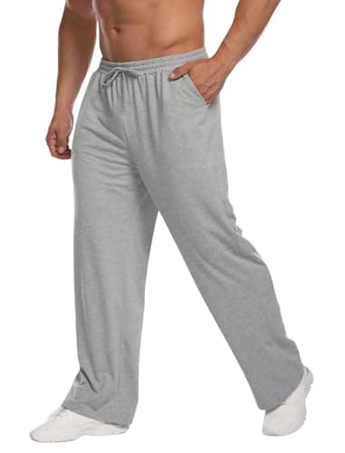 Deyeek Mens Lightweight Sweatpants Open Bottom Wide Leg Lounge Sweat Pants