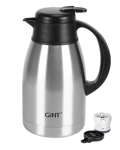 GiNT Thermal Coffee Carafe 51 Oz, Stainless Steel Insulated Beverage Server with Easy-Clean Detachable Lid, Leak-Proof One-Hand Pour Large Dispenser for Hot Drinks and Coffee Pot for Home Office - Image 1