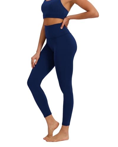MXYMXY Buttery Soft High Waist Yoga Pants for Women - 25" Tummy Control Workout Leggings Inner Pocket, Squat Proof Gym Running Athletic Navy Blue