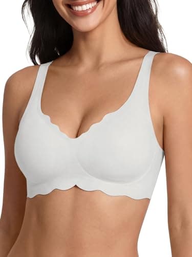Tankaneo Womens Wireless Jelly Bras No Underwire Soft Bralette Comfortable Full Coverage Seamless T Shirt Bra White - Image 1