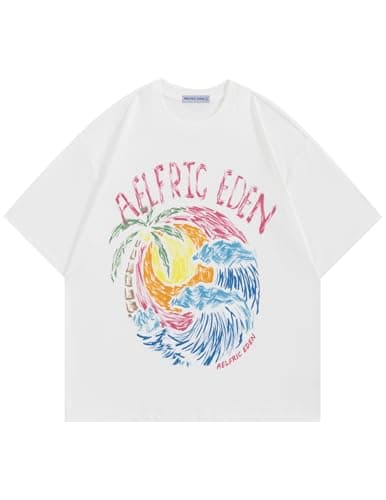 Aelfric Eden Womens Oversized Tshirts Graphic Tees Graffiti Sunset Print Summer Short Sleeve Cotton Top - Image 1