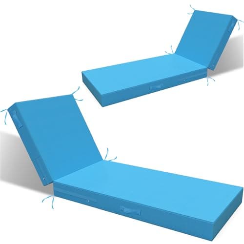 L'AGRATY Outdoor Lounge Chaise Cushion: 72x21x3 Inch Waterproof Lounge Chair Cushion for Outdoor Furniture with Fade Resistant Removable Cover - Patio Lounge Cushions for Pool Lawn Deck(Blue 2Pcs) - Image 1