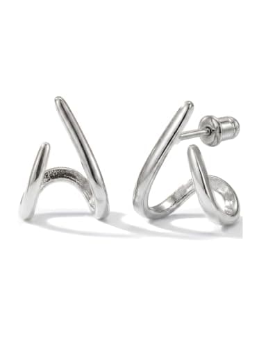 MUMREUES Silver Earrings for Women Trendy 14K White Gold Plated Stud Earrings Dainty Minimalis Hypoallergenic Earrings Jewelry Gifts for Her - Image 1