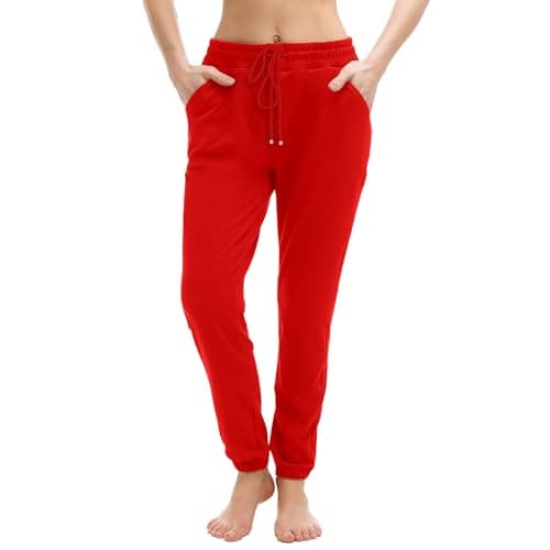 Walifrey Womens Joggers with Pockets, Drawstring Sweatpants Women for Lounging Jogging Gym and Workout BrightRed,1 Pack BrightRed XL - Image 1