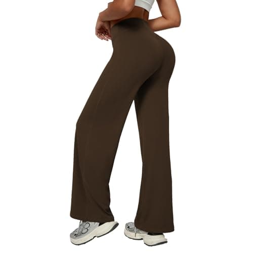 YZMJAFU Women’s Yoga Pants/Leggings, Seamless Tummy Control Yoga Pants, Stretch Butt Lifting Straight Leg Sweatpants Bottoms Brown|L