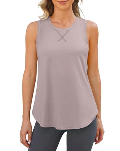 G4Free Gym Tops for Women Athletic Lightweight Racerback Workout Tank Running Shirt Sleeveless Quick Dry Exercise Wear (Gray Lilac,S) - Image 1