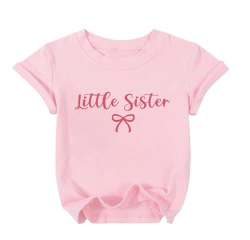 QIXYN Big Sister Little Sister Matching Outfits Toddler Girls Bow Shirts