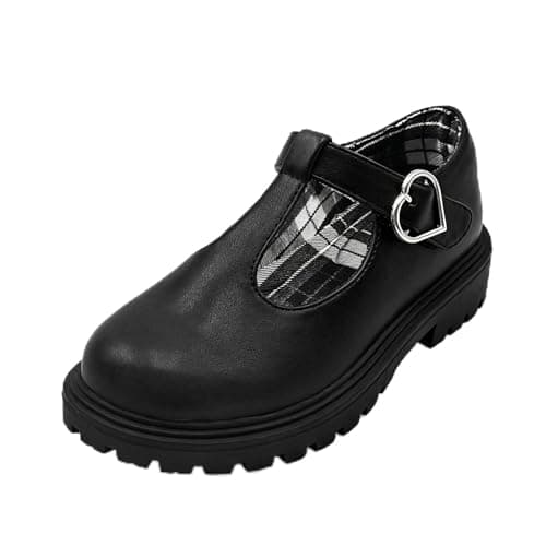 Popusister Toddler Girl School Shoes Black Mary Janes with Thick Padded Insole and Bow,Toddler Little Kid Round Toe Dress Shoes for School Uniform Wedding Party Church,Comfortable Soft Walking Flats - Image 1