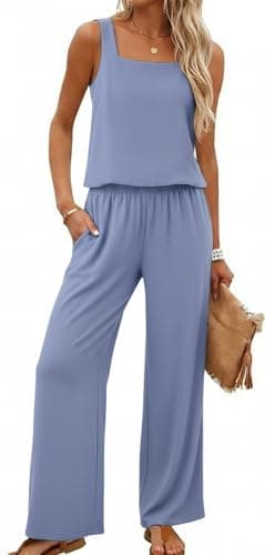 Lepunuo Women Casual 2 Piece Sets Sleeveless Tank Crop Top Matching Lounge Wide Leg Pants Sets Travel Vacation Outfits - Image 1