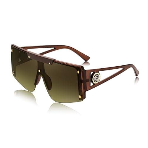 FEISEDY Women Sunglasses, Oversized Square Flat Top Shield Shades for Men B4060 - Image 1