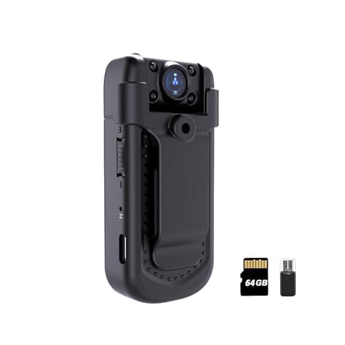 Mini Body Camera 1080P with Audio & Video Recording Small POV Cam with 64G Card - Wearable Personal Portable Cameras Recorder DV - Night Version Camcorder for Security Work Records Guard Traveling - Image 1