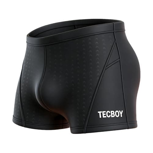 TECBOY Swim Jammers for Men, Compression Mens Square Leg Swimsuit Athletic Swimwear Jammer Youth Endurance Pant Tech Bathing Suit Shorts Swimming Briefs for Racing Training Quick Dry Black Size 28 S - Image 1
