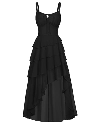 Scarlet Darkness Women's Ruffled Renaissance Corset Dress Pirate Gothic Dresses Summer Boho Fairycore Sundress Black M - Image 1