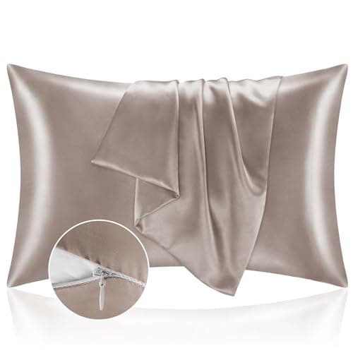 BEDELITE Satin Pillowcase with Zipper 2 Pack, Rose Taupe Pillow Cases Standard Size, Super Soft and Cooling Similar to Silk Pillow Cases, Gift for Women Men(20x26 Inches)