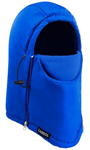 Labeol Kids Balaclava Ski Mask, Blue Winter Waterproof Thick Warm Fleece Face Cover with Adjustable Zippers for Boys Girls - Image 1