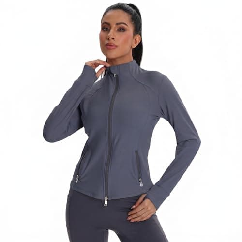 VIPARK Women's Full Zip Workout Jacket Slim Fit Running Athletic Track Jacket Lightweight Long Sleeve Yoga Top with Thumb Holes Pockets - Image 1
