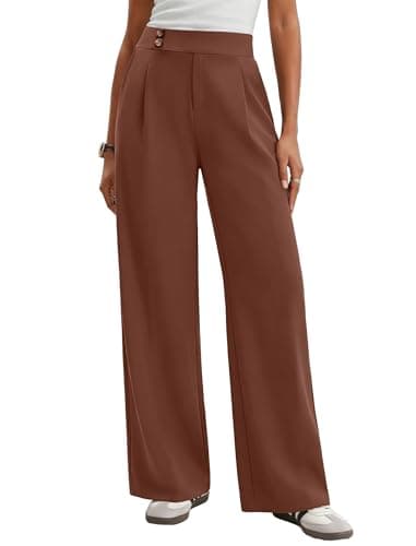 LOOKBOHO Wide Leg Pants for Women Work Business Casual High Waisted Dressy Pants Flowy Trousers Office Khaki - Image 1