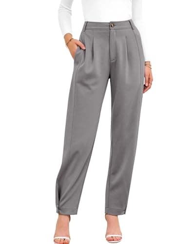 BTFBM Women's Pants Spring Fall 2026 Casual Loose Pleated Trousers Tapered Slacks Pockets Dressy Business Work Outfits(Grey, Small) - Image 1