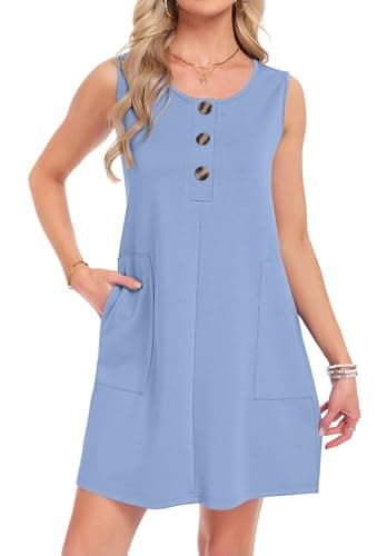 MOLERANI Summer Dresses for Women Sleeveless Dress Beach Vacation Clothes Casual Spring Midi Dresses for Women 2026 Sundresses Flowy Mini Dress,Sky Blue,XL - Image 1