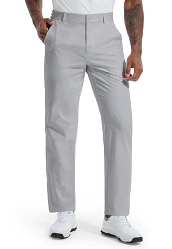 Men's Golf Pants 32" Classic Fit Quick Dry Lightweight Stretch Comfy Dress Work Business Casual Trousers for Men Clothing with Pockets, Light Grey, 33W x 32L - Image 1