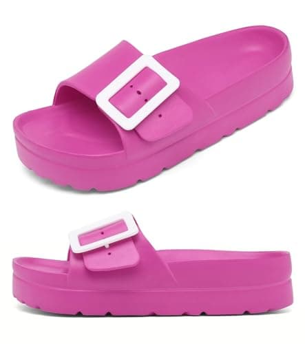 Haifago Women's Platform Sandals with Arch Support, Adjustable Big Buckle Summer Beach Slide Sandal Comfortable EVA - Image 1