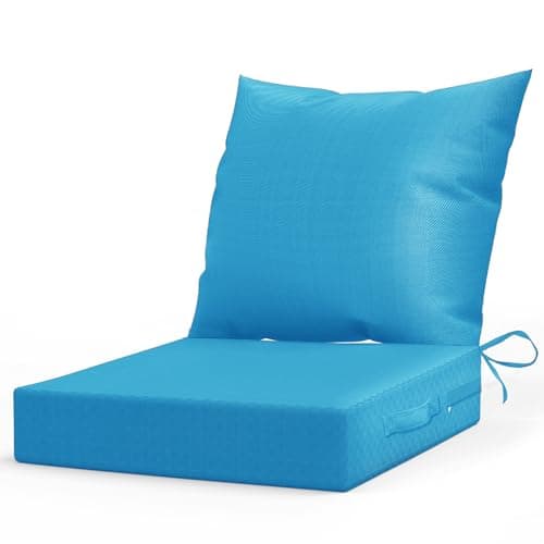 L’AGRATY Outdoor Chair Cushions for Patio Furniture:24" x 24" Deep Seat Cushions with Backrest for Couch Sofa Chair - Waterproof Fade-Resistant Patio Cushion (Set of 1,Bright Blue) - Image 1