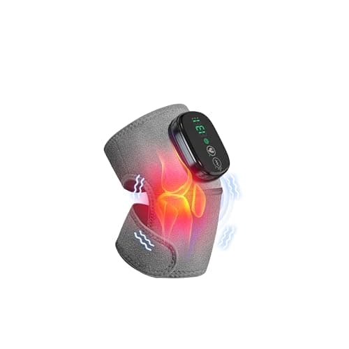 Heated Knee Massager, Foot Massager with Heat, Shoulder Massagers with Heat, Knees Warmers Wrap, 3-in-1 Vibration Heating Pad for Knee, Shoulder, and Elbow, Adjustable Size, Gifts for Dad Mom (Grey) - Image 1