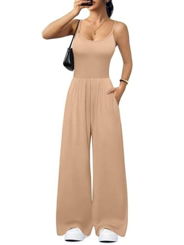 Ekouaer Jumpsuits for Women Dressy Summer Outfits Casual Tummy Control Sleeveless Rompers Wide Leg Pants 2026 - Image 1