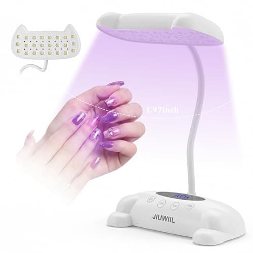 U V LED Nail Lamp, JIUWIIL U V Light for Gel Nails with 24 Beads Curing lamp 3 Timer Nail Dryer, LCD Display, Auto Sensor, Fast Curing Goosenecks Lamp for Gel Polish for Advanced DIY at Home (White) - Image 1