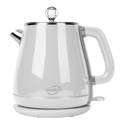 Retro Electric Kettle 1.8L, All Stainless Steel Hot Water Electric Kettle for Boiling Water, 1350W BPA Free Tea Kettle, Electric Tea Kettles Automatic Shut Off, Boil-Dry Protection,Pearl White - Image 1