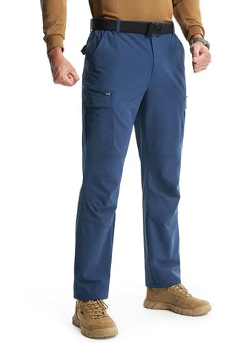 Libin Men's Hiking Pants with 8 Pockets 34" Lightweight Stretch Cargo Work Pants Quick Dry Water Resistant Travel Outdoor, French Navy, 42W x 34L - Image 1