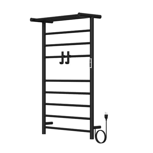 Towel Warmer Rack, 3+3+5 Bars Wall Mounted Towel Heater Towel Warmer with Timer and LED Indicator for Bathroom Hard-Wired/Plug-in Towel Drying Rack (Black-3+3+5 Bars) - Image 1