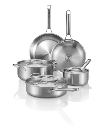 Stainless Steel Cookware Set, 8 Pcs Tir-Ply Pots and Pans Set, PFOA&PTFE Free, Dishwasher&Oven Safe, Kitchen Induction Compatible, ollas de acero inoxidable para cocinar - Image 1