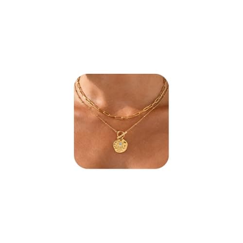 Women's Gold Evil Eye Necklace - 14K Gold Plated Evil Eye Choker Necklaces,Cubic Zirconia Non Tarnish Golden Layered Heart Protection Necklace,Lucky Spiritual Jewelry Gifts for Girlfriend Sister Wife