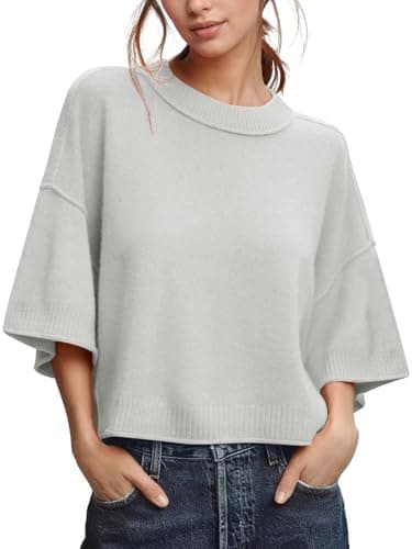 ZDC Women's Oversized Sweaters Summer Short Sleeve Casual Cropped Tops Lightweight Loose Fit Knit Pullover - Image 1