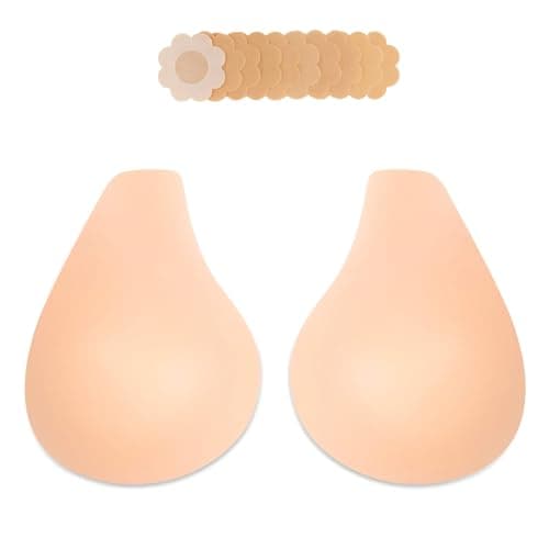 Women Nipple Covers Sticky Push up Adhesive Bra Ultra-Thin Added Lift Seamless Strapless Backless Wear Beige - Image 1