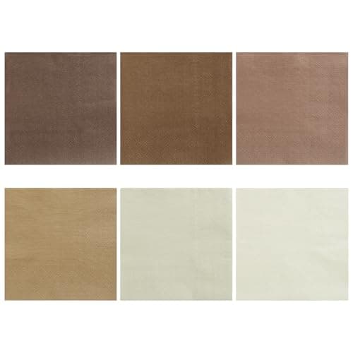 NatNarr 120 Pcs Brown Napkins, 6 Color Brown Cocktail Napkins Disposable Square Dessert Beverage Napkin Small Paper Napkin for Bridal Baby Shower, Wedding, Birthday, 5inch - Image 1