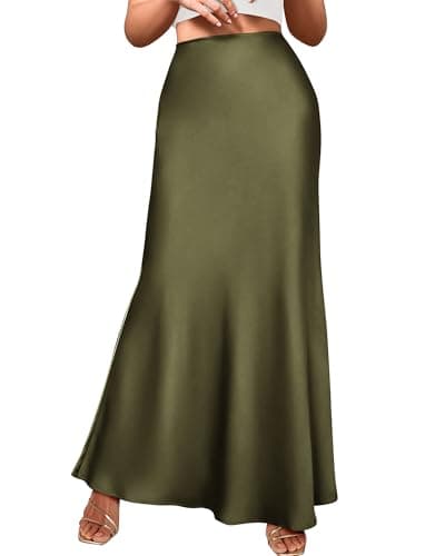 BTFBM Skirts for Women Summer 2026 Business Casual Outfits High Waist Cocktail Party Wedding Mermaid Spring Maxi Skirt(Light Army Green, Large) - Image 1