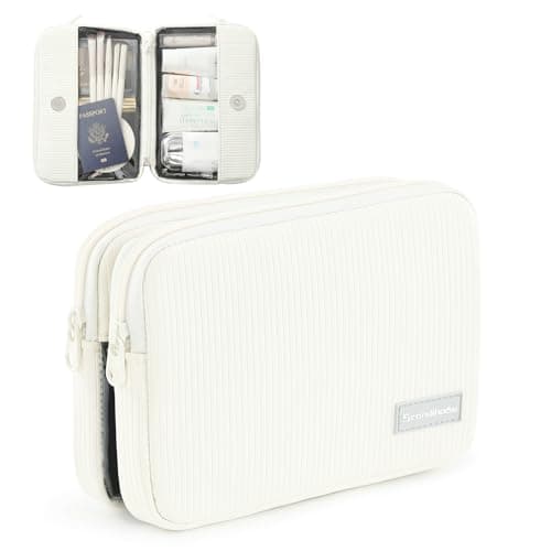 EPEDAL24 Preppy Makeup Bag, Rectangle Double Detachable Cosmetic Organizer, Clear Side Panel Portable Travel Pouches for In-Flight Essentials, Beauty & Tech Accessories, Gift for Women