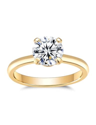 IMOLOVE Moissanite Solitaire Engagement Ring for Women Women's Engagement Rings Moissanite Promise Rings 1CT D Color Wedding band 925 Sterling Silver with 18K Yellow Gold Plated-6.5 - Image 1