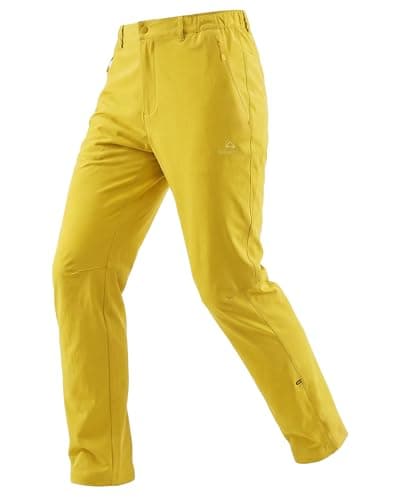 Pioneer Camp Technical Hiking Pants for Men – Moisture Wicking Lightweight Pants Roll-Up Hem for Mountain Trekking Yellow - Image 1
