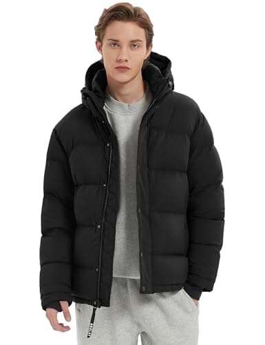 Orolay Men's Puffer Down Jacket with Detachable Hood Versatile Quilted Thicken Winter Jacket Black Small - Image 1