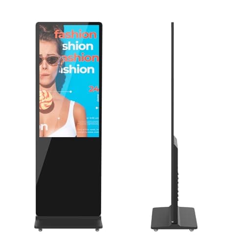 QIXZOCV MWE 49 Inch 4K Digital Signage Displays, Indoor Floor Standing LCD Screen Advertising Kiosk, Android System Commercial Totem with Custom Service, Vertical Monitor with Auto Media Player-Black - Image 1